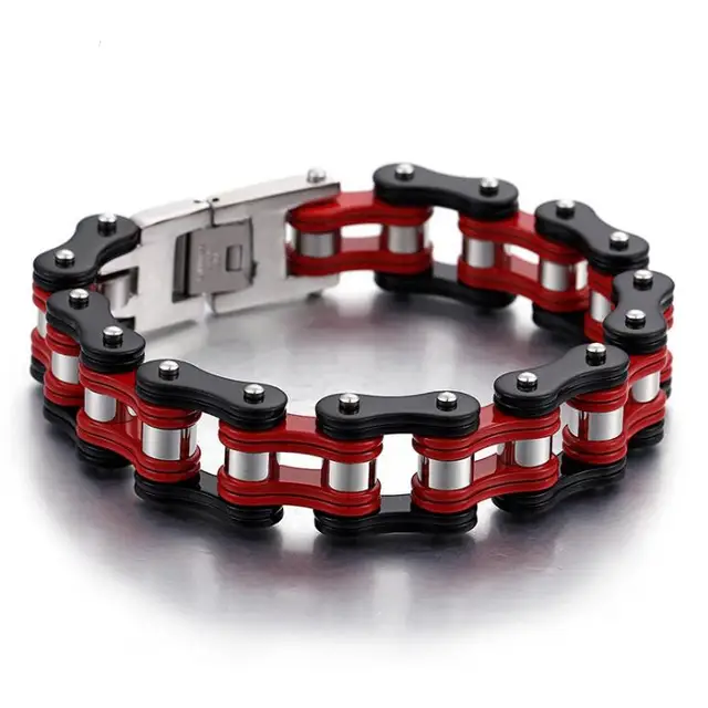 red and black bike chain
