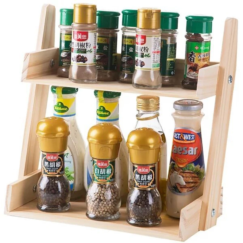 

Wood kitchen Storage Rack Seasoning Box Storage Shelf Holders Organizer DIY Kitchen Cup Storage Organzier Holder 2/3 Layers