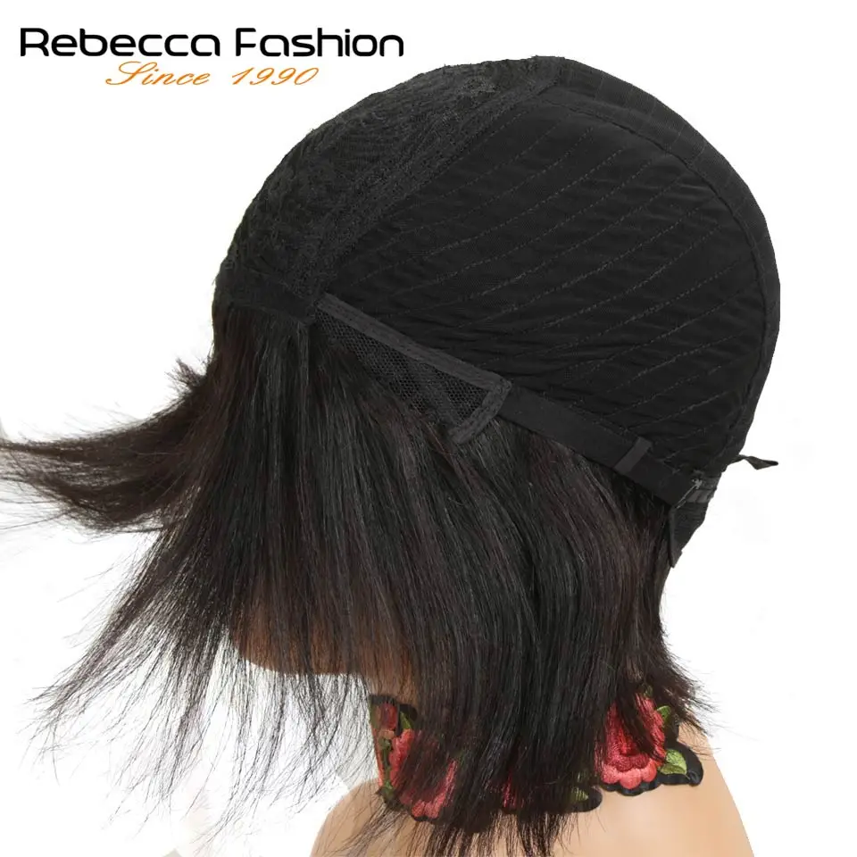 Rebecca человеческие волосы парики для черных женщин машина сделано не кружева перуанские модные прямые волосы короткий парик