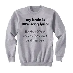 My Brain Is 80% Song Lyrics свитшоты для женщин 5SOS CrewNeck Толстовка Fangirl толстовка подарок для меломана для девочек-подростков Джемперы Топы