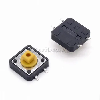 

100PCS Tactile Push Button Switch Momentary 12*12*7.3MM Micro switch button SMT Yellow Square head