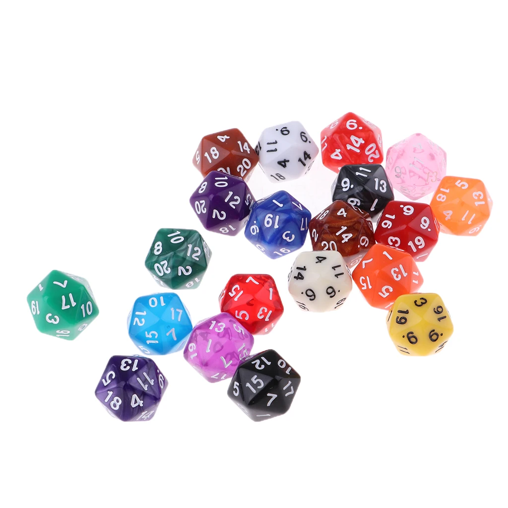 20 Pieces Polyhedral Dice Set for Table Game Kids Math Practice Holiday Party 8/10/12/20 Sided Colorful Dices