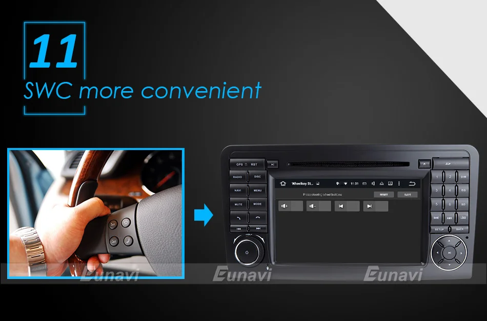 Discount Eunavi Android 7.1 WiFi GPS Navi Quad Core Blotooth Stereo Car DVD Player For Benz ML CLASS W164 ML300 ML350 ML450 ML500 18