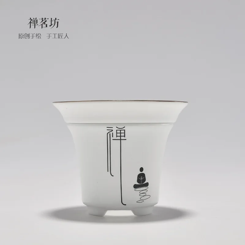 Zen Ручная Краска краткое дзен чайная церемония Китайская керамика фарфор Фильтры Чайные фильтр утечки чайный набор печь для обжига глазури фильтр с поддоном - Цвет: Zen