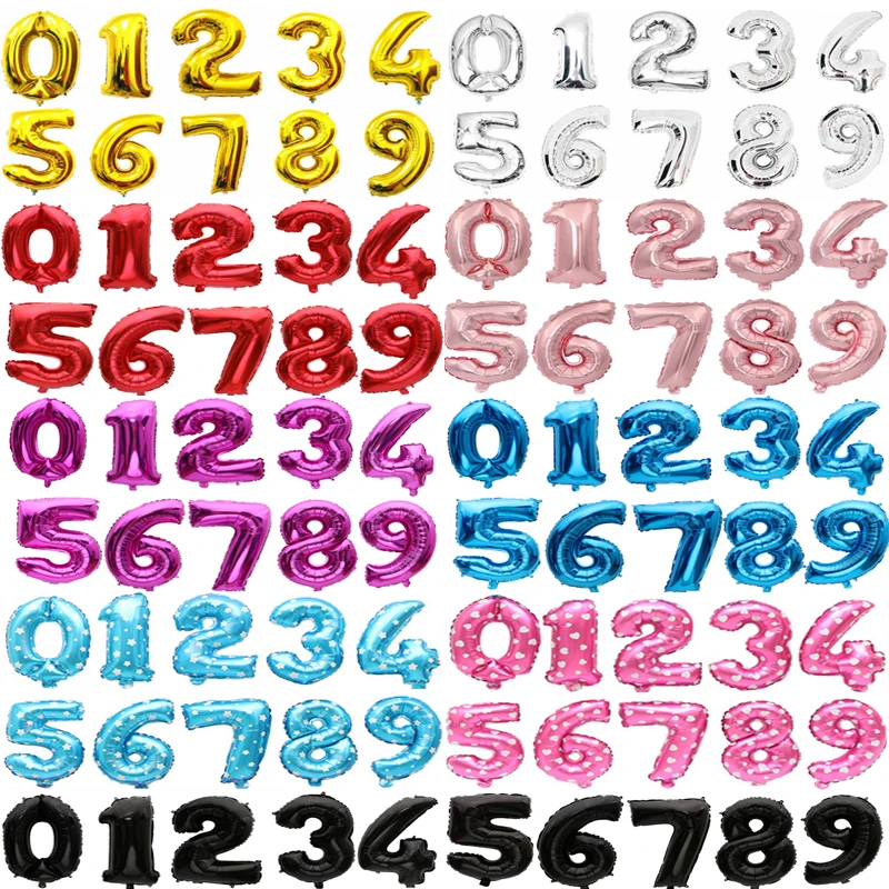 

1 Pcs 16 32inch Number Balloon Gold Silver Number Aluminium Foil Balloons Accessories Happy Birthday Party Wedding