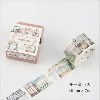 

30mm Wide Building Stores Happy Life Washi Tape DIY Decoration Planner Scrapbook Sticker Label Masking Tape