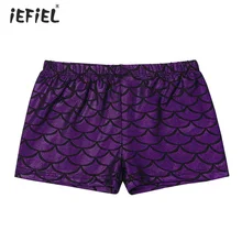 Шорты для девочек танцевальные штаны блестящие Балетные Шорты с принтом Русалочки гимнастическая Одежда для танцев Шорты для танцев танцор