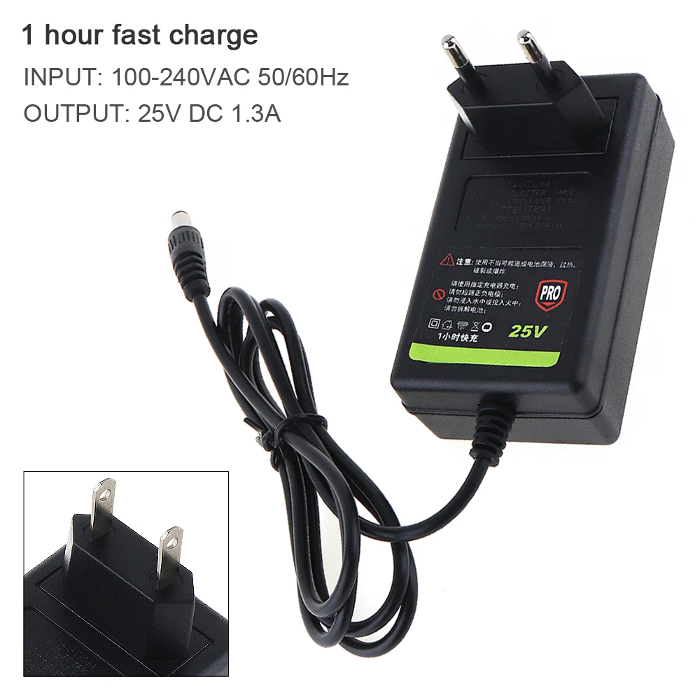 

100-240V Portable Multifunction 25V DC Li-ion Charger Support US / EU Power Source for Electrical Drill / Wrench