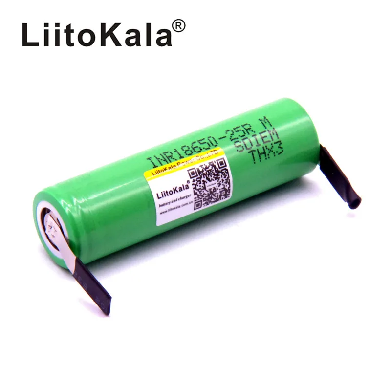 LiitoKala 18650 2500 мАч батарея INR1865025R 3,6 V разряда 20A выделенная батарея питания+ DIY никель - Цвет: 1 PCS battery
