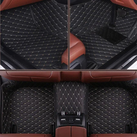 Индивидуальный заказ автомобильные коврики специально для VW Volkswagen Golf 4 5 6 7 MK4 MK5 MK6 MK7 Passat CC Touareg Touran правый руль - Название цвета: black and beige