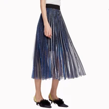Осенняя однотонная тонкая длинная Плиссированная юбка, эластичная юбка миди в европейском и американском стиле, высокая талия, элегантные тянущиеся юбки для женщин