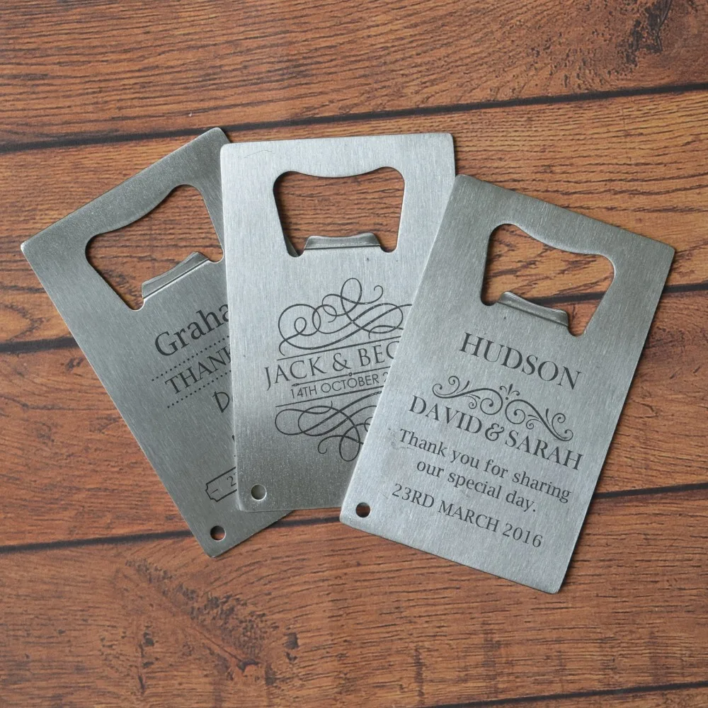 50x Personalised Wedding Favour Wallet Bottle Openers Personalized 50x Personalised Wedding Favour Wallet Bottle Openers Personalized Giveaway For Guest Credit Card Shaped Opener In Party Favors From Home