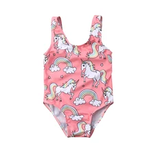 Милый летний купальный костюм для малышей, купальный костюм для маленьких девочек, купальный костюм с единорогом, купальный костюм бикини