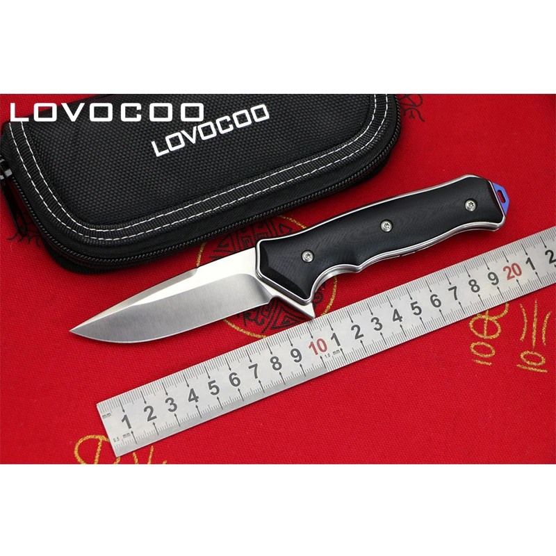 

LOVOCOO CR330 Flipper folding knife D2 blade G10 + steel handle Outdoor camping hunting Survival pocket fruit knives EDC tool