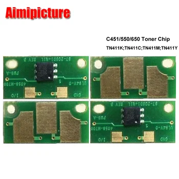

Toner Cartridge chip TN411K TN411C TN411M TN411Y TN411 For Konica Minolta C451 C550 C650 Toner Chip 20pcs/lot