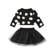 Комплект одежды с цветочным принтом для новорожденных девочек от 0 до 24 месяцев, топы с цветочным принтом и длинными рукавами, фатиновая юбка-пачка, костюмы для маленьких девочек, Новинка осени