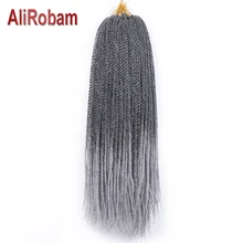 AliRobam Crochet Twist Braids Ombre gray Synthetic Senegalese Twist Pure/Mix Burgundy Brown Braiding Hair Extensions 30Roots/Pc