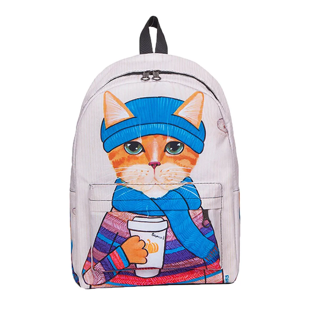 2018 Cute Cat Backpack School bags Women Backpacks Girls Funny Cats