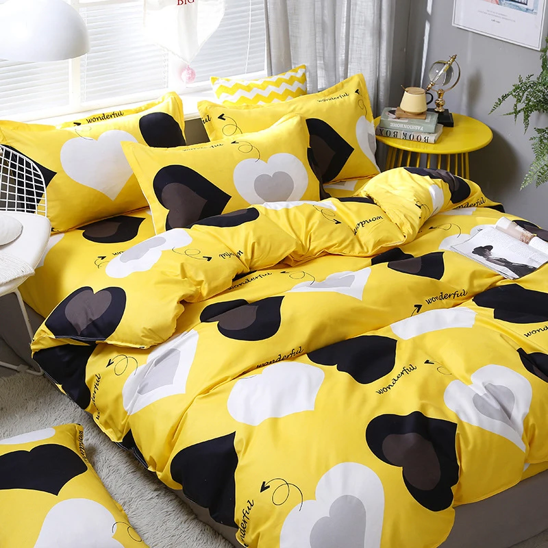 Four Piece Home Textile Bedding Aloe Cotton Quilt Cover Set Simple