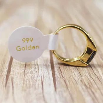 

100PCS 999 gold foil ring labels DIy handmade 14k/18k gold foil folded ring labels Vintage kraft Thank you ring labels 2*5.8cm