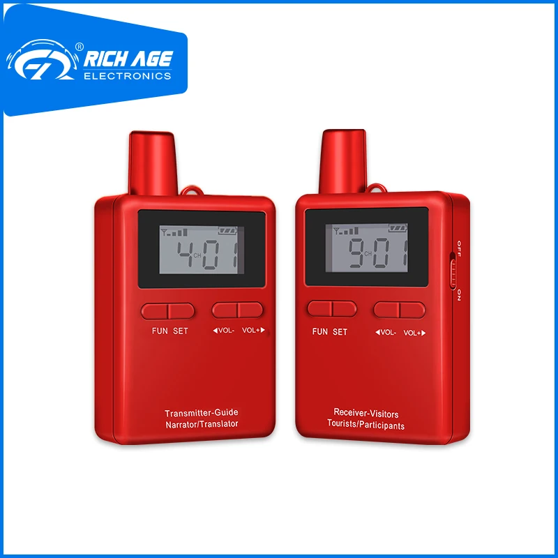 

RichiTek Audio Guide System Handheld 2 Transmitters+30 Receivers For Travel Agency With Condenser Microphone