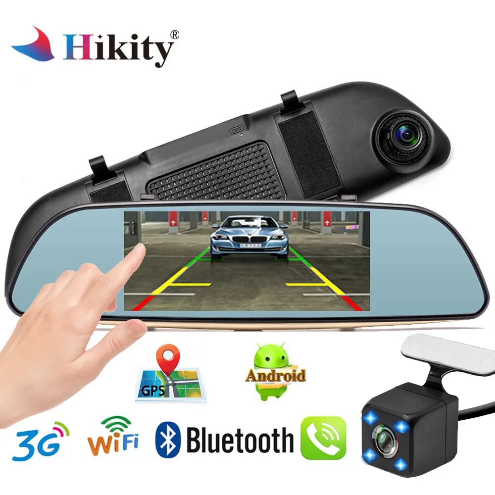 

Hikity dash camera car dvr dual len rear view mirror auto dashcam recorder registrator Full HD Android Parking Monitor Mirror