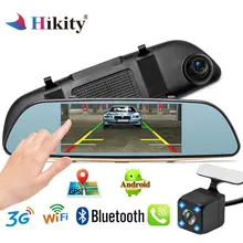 Hikity del precipitare della macchina fotografica dell’automobile dvr dual len posteriore specchietto retrovisore auto dashcam recorder registrator Full HD Android Monitor di Parcheggio Specchio
