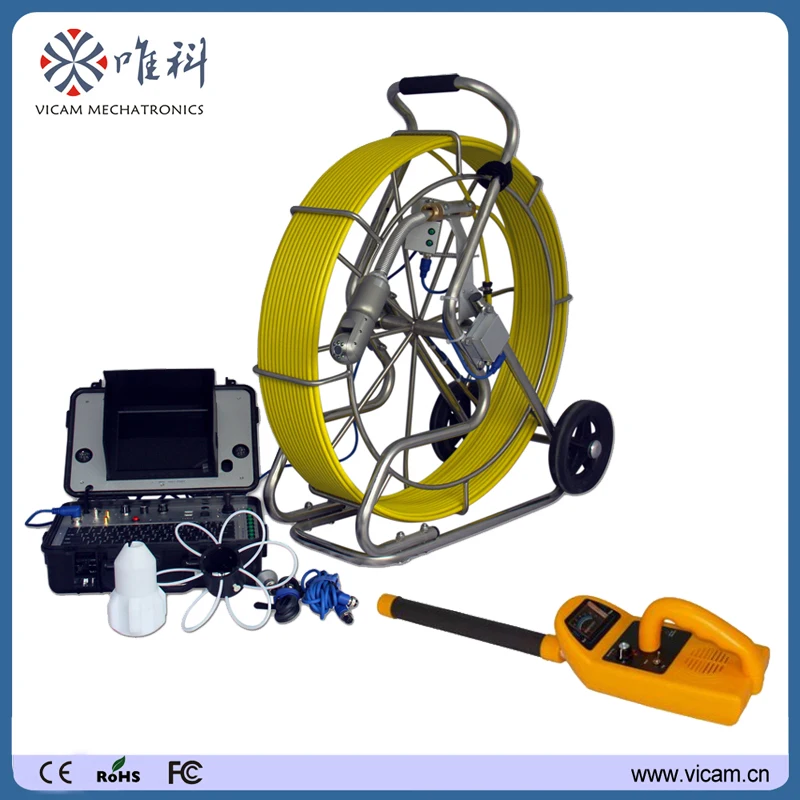 512Hz Locator CCTV Rotating Camera 60m Push Rod Pan Tilt Drain Sewer