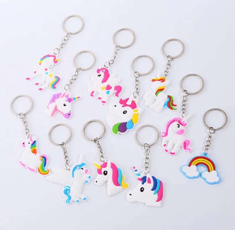

12pcs Unicorn Party Rubber Bracelet Keychain Birthday Party Decorations For Kids Favors Colorful Unicorn Party Supplies
