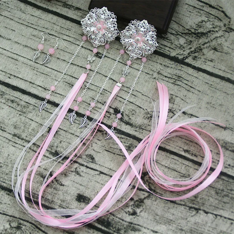 ribbon hairclip chinese style hair clip long tassel hairclip classic hair flower vintage hair accessories ribbon hairclip chinese style hair clip long tassel hairclip classic hair flower vintage hair accessories