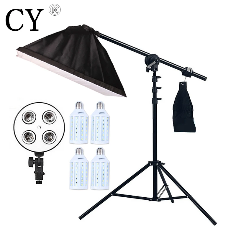 

Inno 4pcs 20W LED Light Photo Studio Video Lighting Kit Light Stand*SoftBox With 4 * E27 lamp holder*Boom Arm 75-135cm Hairlight