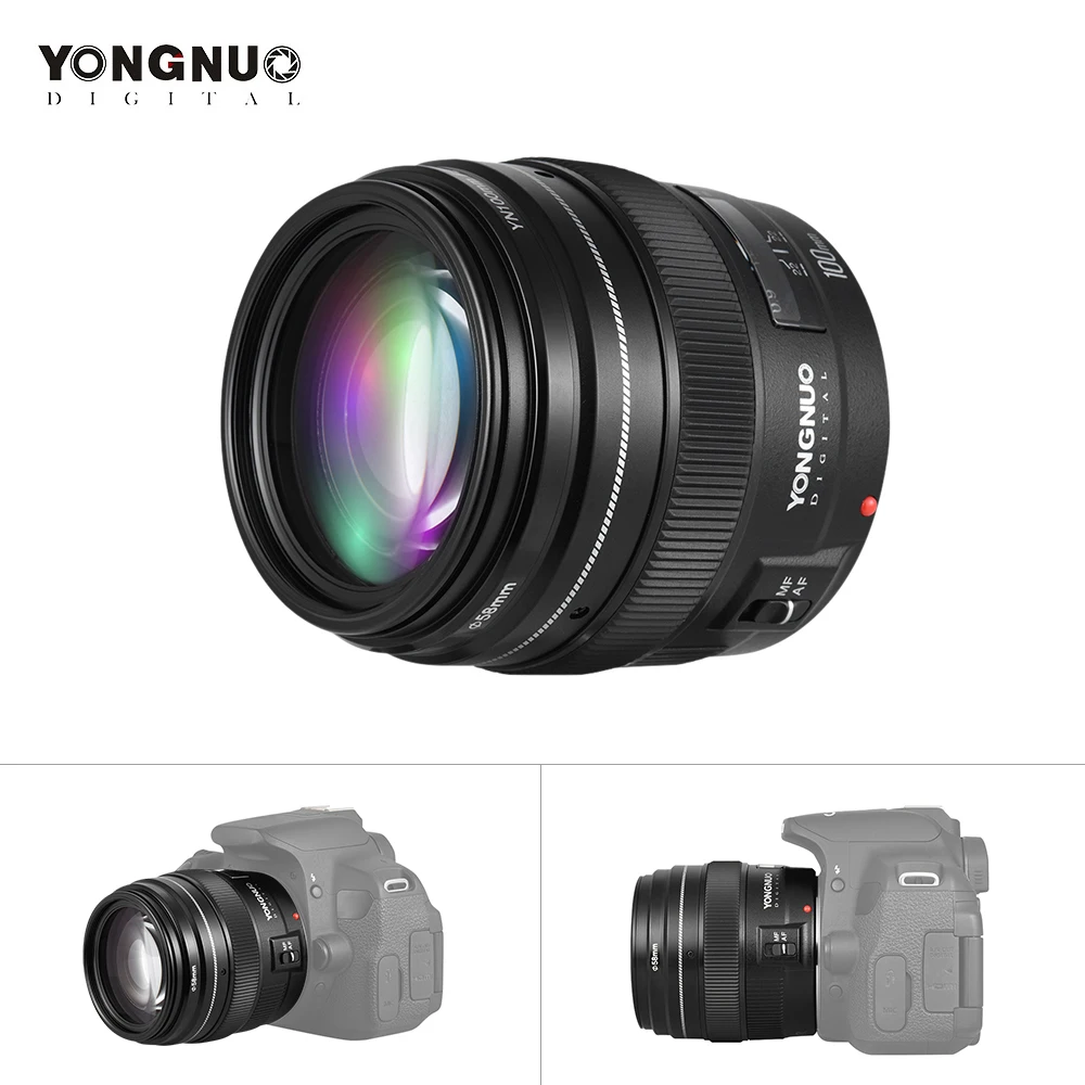 Prix pour YONGNUO Moyen Téléobjectif Premier Objectif 100mm Focale Fixe Longueur Ouverture F/2 à F/22 pour Canon EOS Rebel Caméra Soutien AF MF Mode Prix pour YONGNUO Moyen Téléobjectif Premier Objectif 100mm Focale Fixe Longueur Ouverture F/2 à F/22 pour Canon EOS Rebel Caméra Soutien AF MF Mode