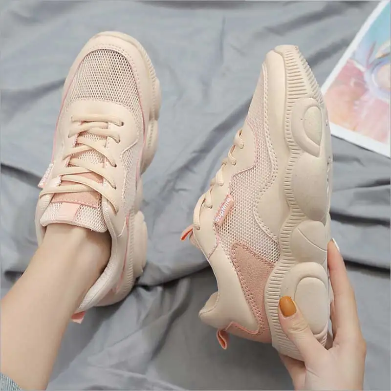 

High-quality Pink Woman Casual Shoes 2019 Spring Female Fashion Sneakers Male Walking Shoe White Zapatillas Hombre