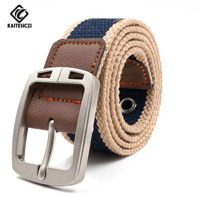 [KAITESICZI] Men casual canvas belt popular high quality woven leather