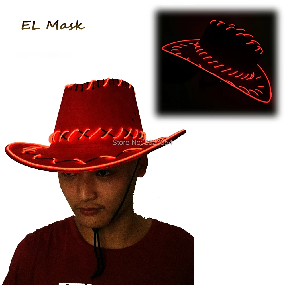 

Cool Western Cowboy Flashing Hats Glowing Party Decorative Lighting Cap Women Men Adult EL Wire LED Cowboy Hats
