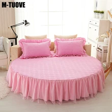 

Cotton round bed skirt Bedcover cubrecama, bedspread bedclothes, single piece cotton hotel round bed cover sheets solid color