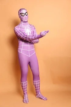 

(SN905) Unisex Adult Full Body Light purple Lycra Spandex Superhero Spiderman Zentai Suits Halloween Party Costume