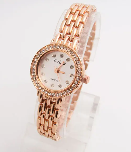 

High Quality rose gold rhinestone watches Women Ladies Fashion Crystal Dress Quartz Wristwatches Relogio Feminino GO128