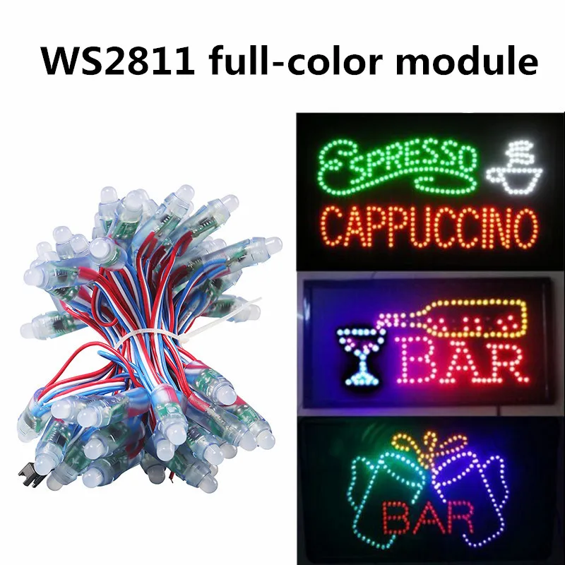 50 шт. гирлянды WS2811 водонепроницаемый модуль 5 в Пиксель 12 мм RGB шарик адресуемый светодиодный светильник IP68