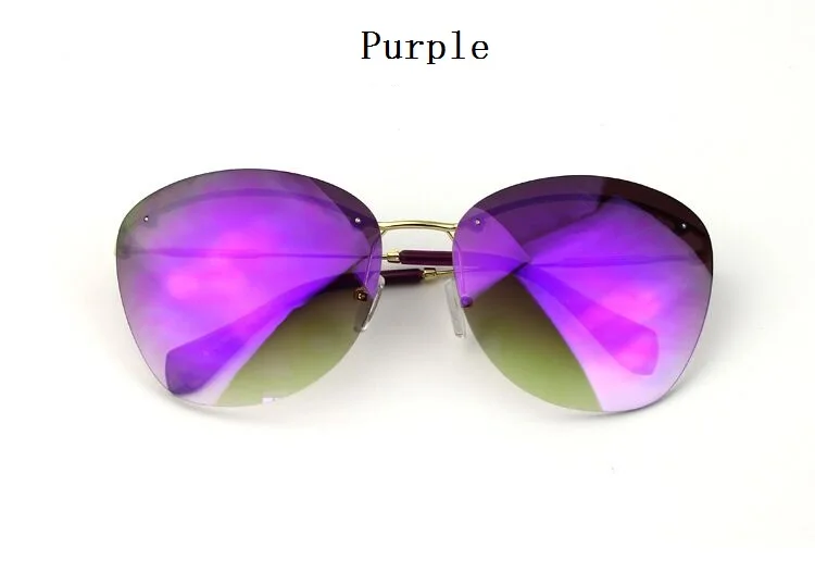 Высокое качество, женские солнцезащитные очки без оправы, модные, брендовые, дизайнерские, с зеркальным покрытием, солнцезащитные очки, Oculos De Sol Feminino, Ретро стиль, мужские, 104 м - Цвет линз: Фиолетовый