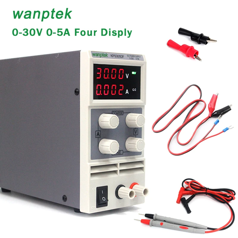 

Wanptek KPS305DF 0~30V 0~5A Adjustable Digital Switching DC Power Supply 115/230V Four display