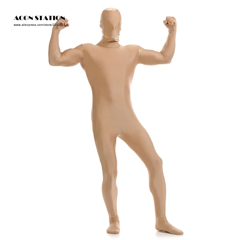 

24h freeshipping 2017 Nude Lycra Spandex Zentai Suit for Men Green Giant Halloween Jumpsuit Romper Rush order/Same day shipping/