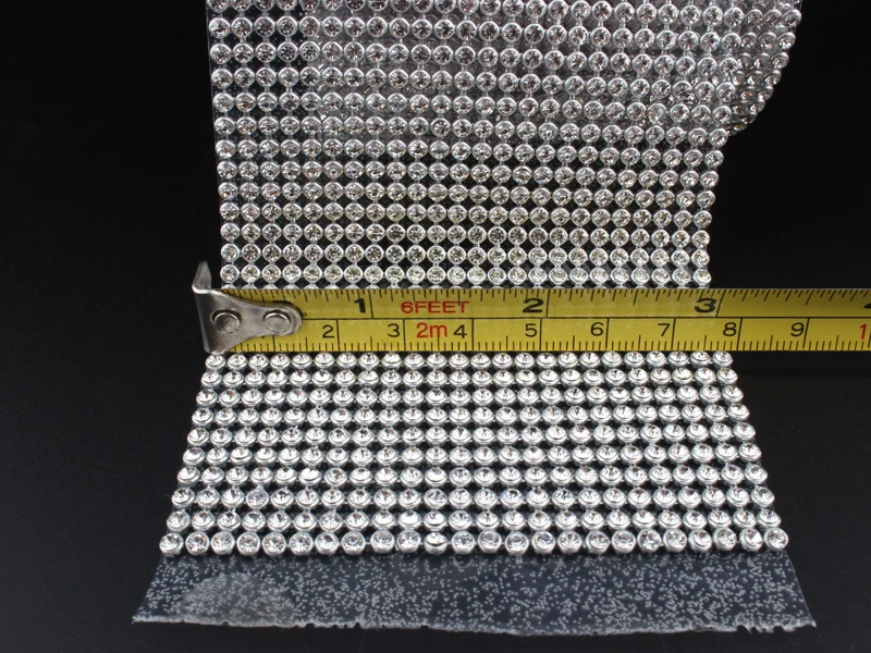 24 ряда SS8 Алмазная Горячая фиксация Стразы сетка окантовка цепь с серебряным алюминиевым основанием кристальная отделка сетка 7,8 см* 120 см для одежды