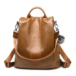Из искусственной кожи женский рюкзак модные школьные сумки для девочек-подростков большие повседневные противоугонные черные коричневые