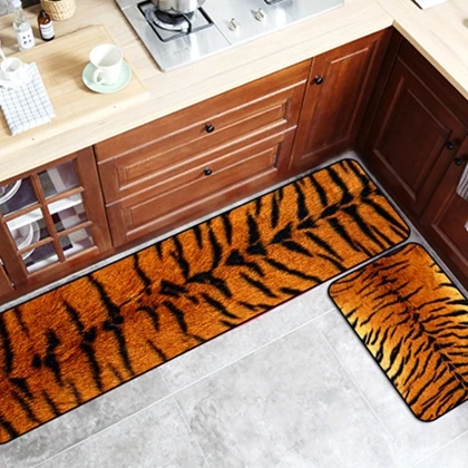 Противоскользящий кухонный коврик с имитацией кожи животных, тигровый Леопардовый длинный коврик для ванной, коврик для входной двери, коврики для спальни - Цвет: Kitchen Mat5