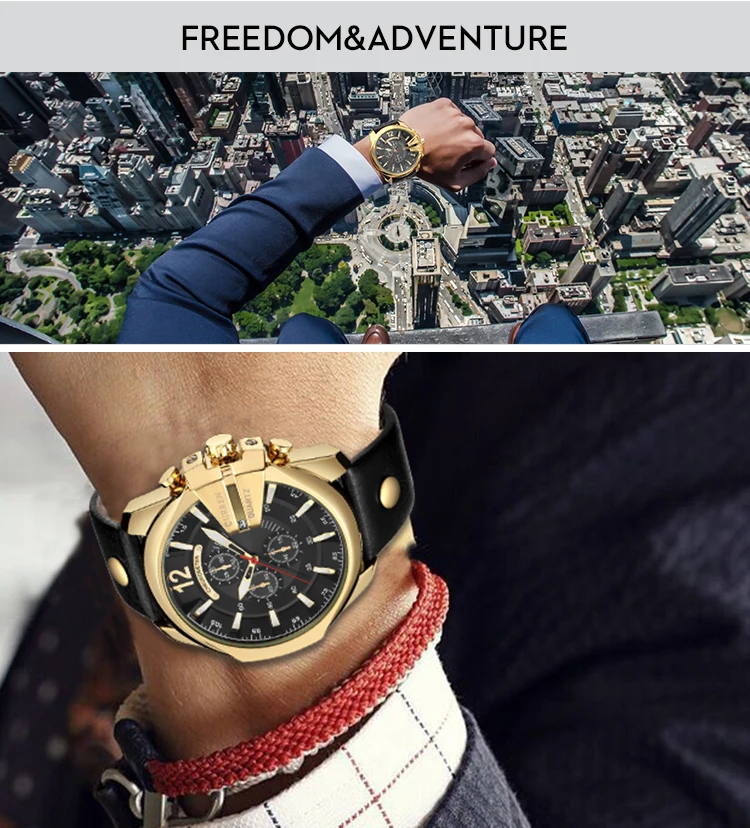 Curren часы Для мужчин классический военный мужской наручные мужской кожаный ремень спортивные Водонепроницаемый кварцевый хронограф человек