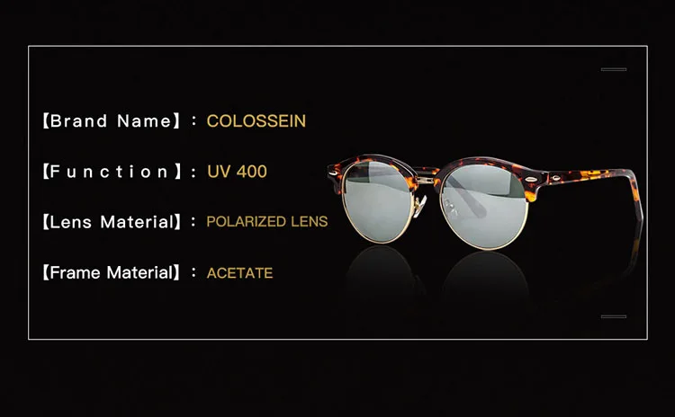 COLOSSEIN поляризованные солнцезащитные очки для Женщин Кошачий глаз винтажные модные солнцезащитные очки черный ацетат рамка ретро солнцезащитные очки UV400
