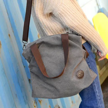 

Women Shoulder Bag Canvas Foldable Handbag Casual Messenger Crossbody Bags High Capacity New
