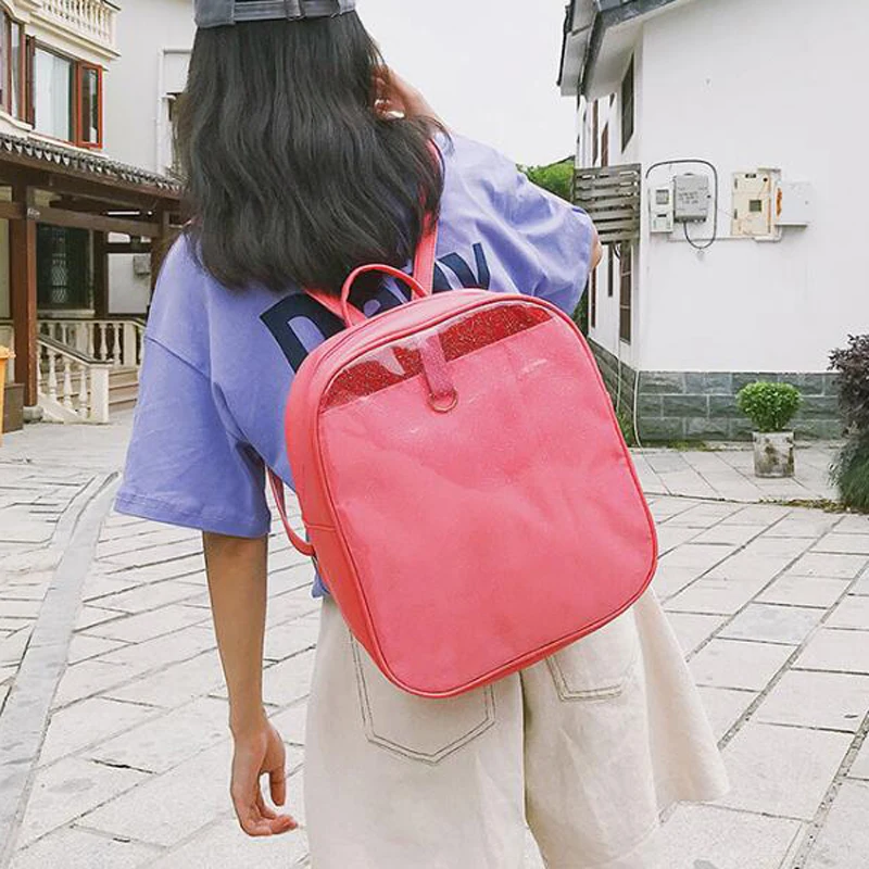 50pcs/lot New Cute Clear Transparent Backpack Ita Bag Harajuku School Bags For Teenage Girls