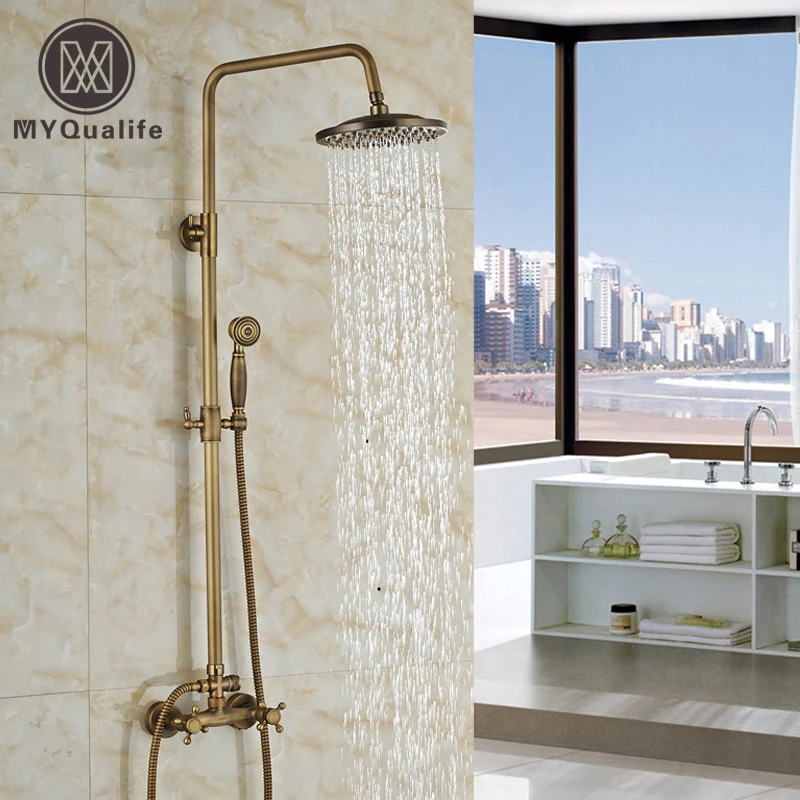 Luxury Wall Mount Dual Handle Shower Set Faucet 8 Luxury Wall Mount Dual Handle Shower Set Faucet 8